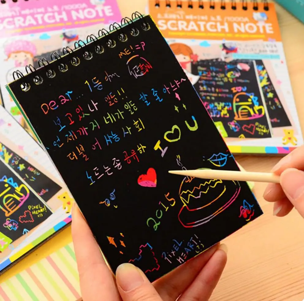 GLUN® Scratch Notepad with Magical Rainbow Color, Pencil Stick Notepad, Educational Toy for Kids (1)