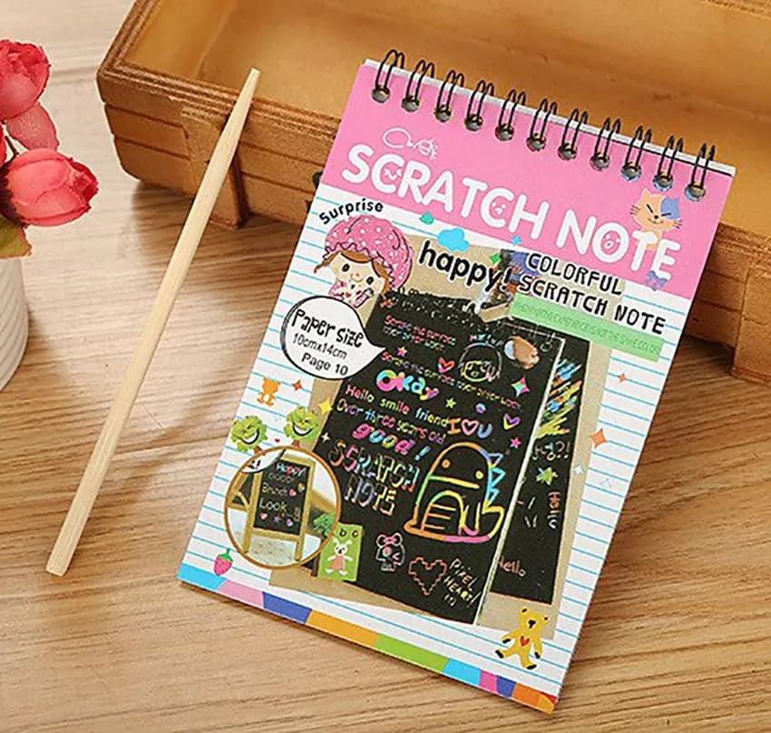 GLUN® Scratch Notepad with Magical Rainbow Color, Pencil Stick Notepad, Educational Toy for Kids (1)