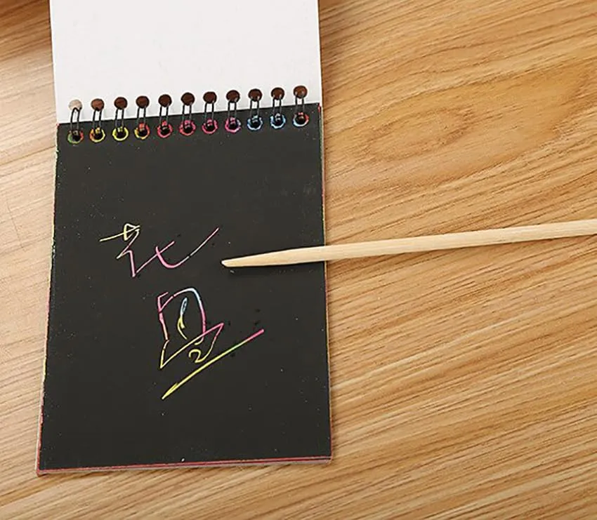 GLUN® Scratch Notepad with Magical Rainbow Color, Pencil Stick Notepad, Educational Toy for Kids (1)