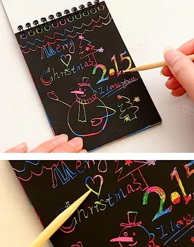 GLUN® Scratch Notepad with Magical Rainbow Color, Pencil Stick Notepad, Educational Toy for Kids (1)