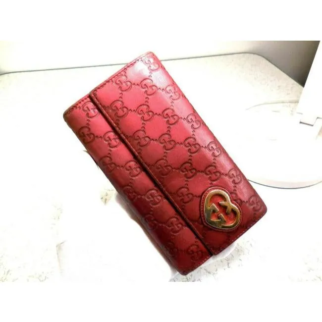 Gucci Metallic Magenta Chrome Xl Embossed Guccissima Leather Wallet