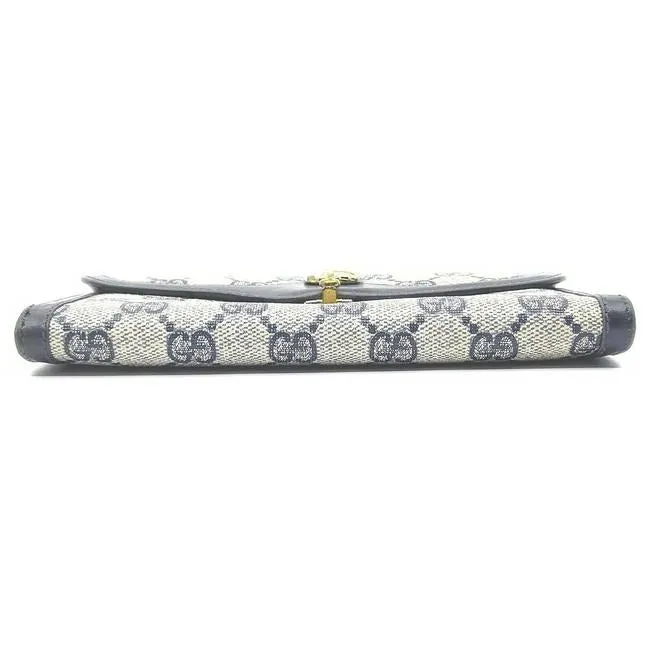 Gucci Navy Guccissima Horse Bit Leather Wallet