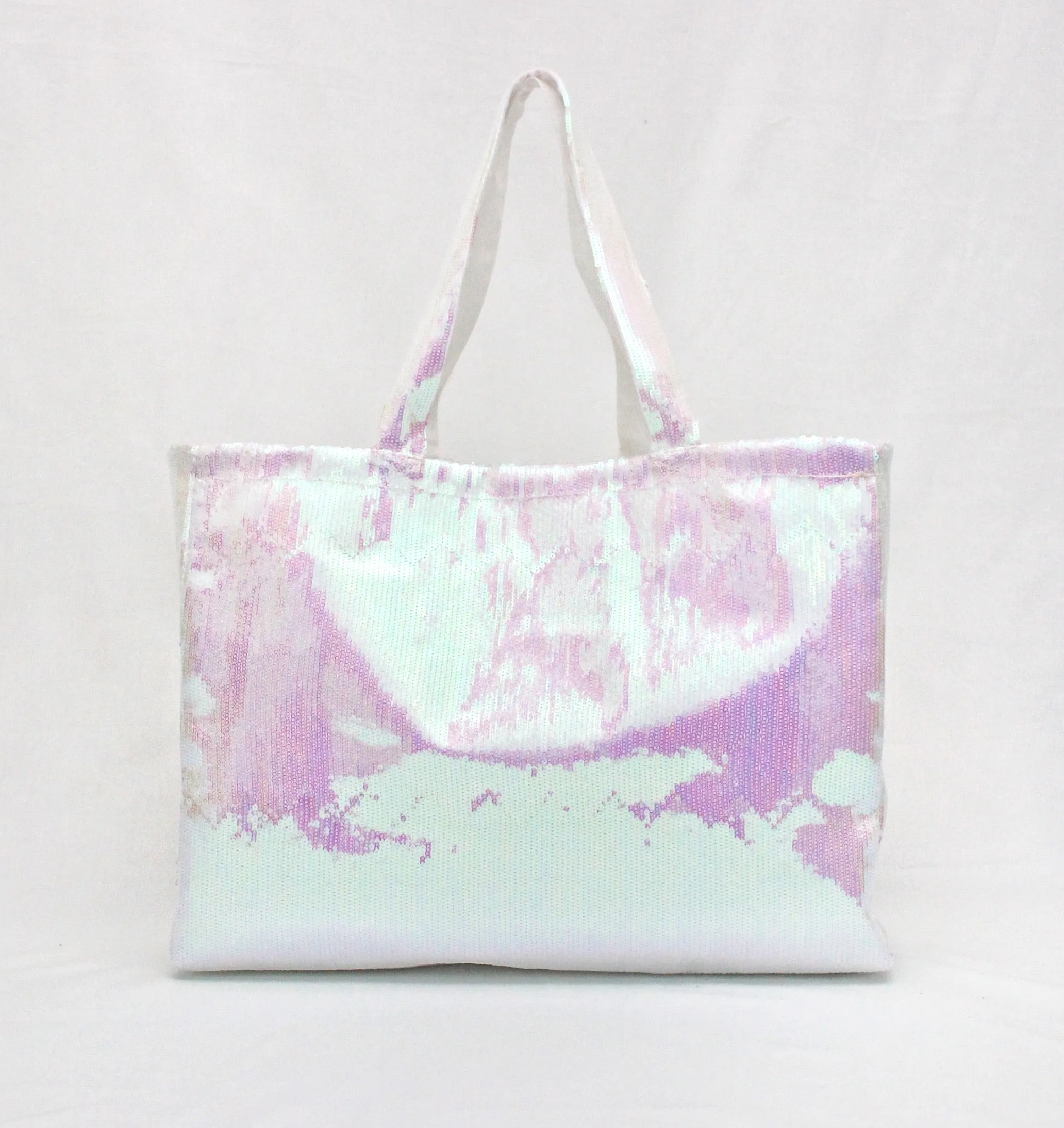 Iridescent White Sequin Tote Bag