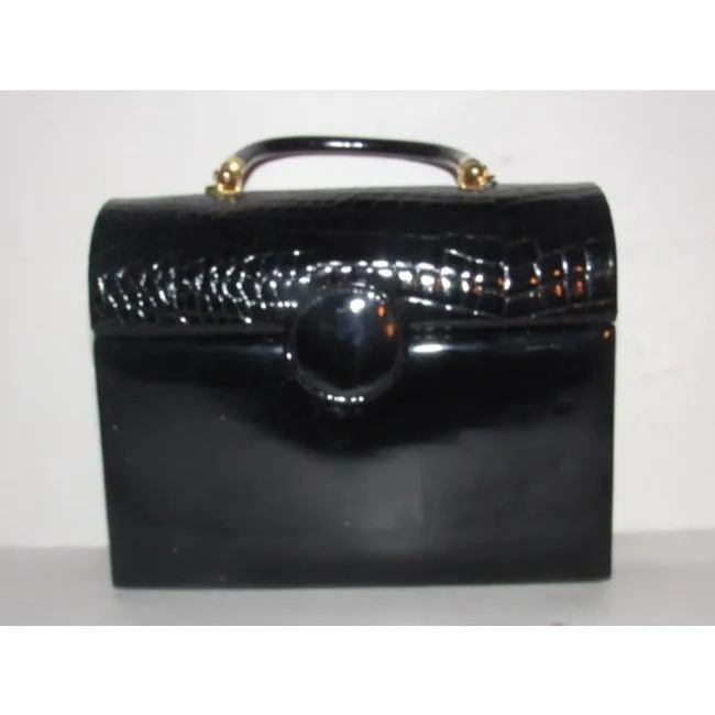 La Regale Vintage Pursesdesigner Purses Black Lucite And Black Patent Leather Satchel
