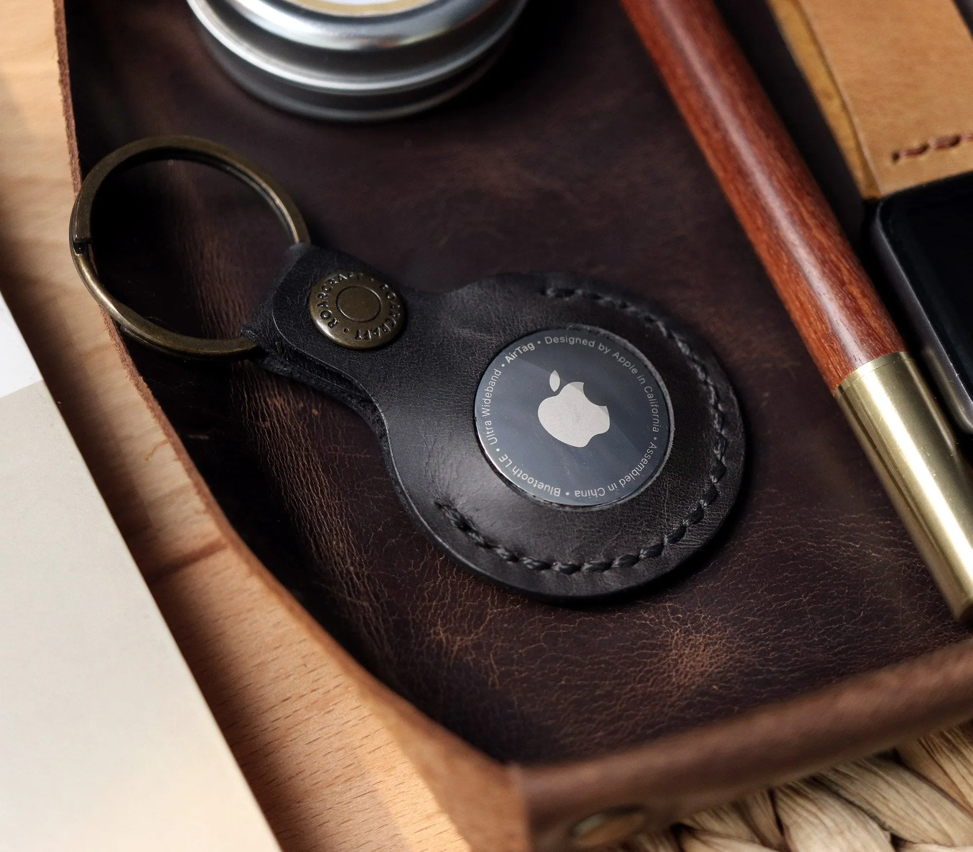 Leather Airtag Case - Key Ring