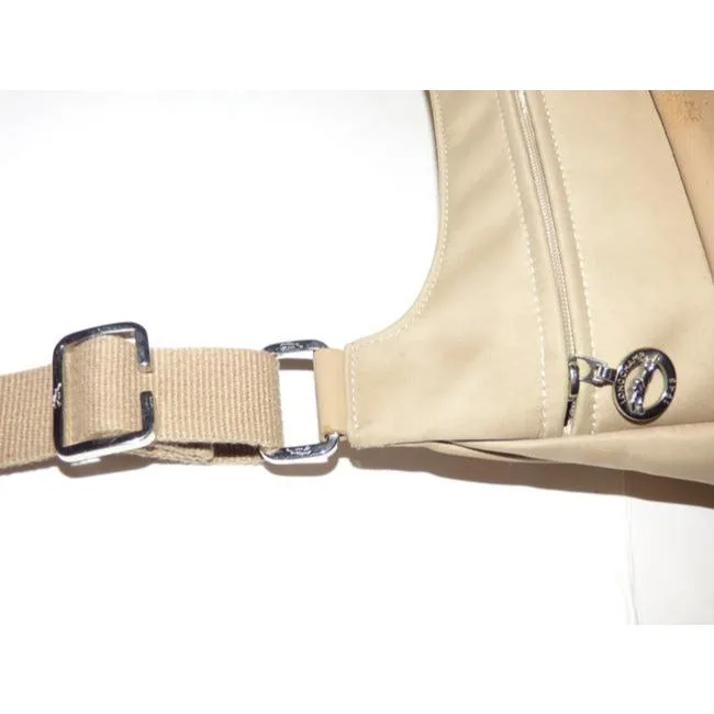 Longchamp Vintage Khaki Or Tan Leather And Heavy Canvas Fabric Nylon Messenger