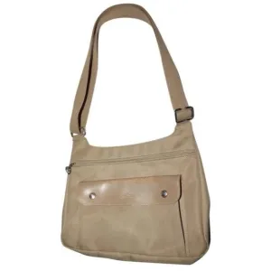 Longchamp Vintage Khaki Or Tan Leather And Heavy Canvas Fabric Nylon Messenger